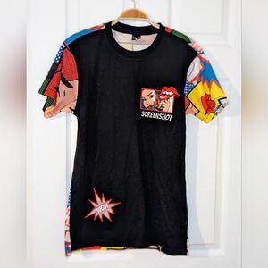 Screenshot POP ART CARTOON‎ T-SHIRT BLACK GRAPHIC PRINT SIZE SMALL NWOT